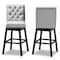 Baxton Studio Gregory Light Grey Velvet and Brown Wood 2-Piece Swivel Bar Stool Set 164-10289 - alternate 7